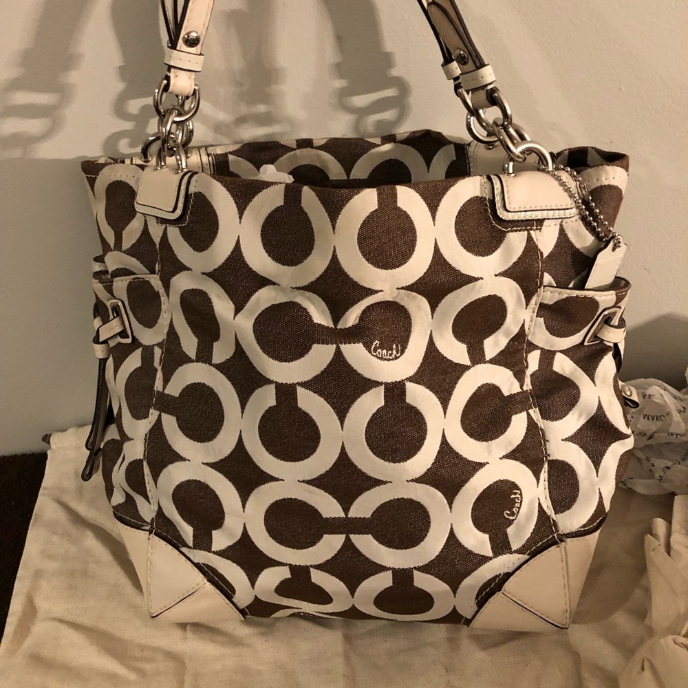 COACH Peyton Rare Espresso Denim Satchel 14573